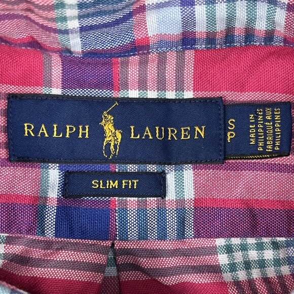 Ralph Lauren Mens Slim Fit Colorful Plaid Flesh Pony Button Down Shirt Sz Small - Picture 5 of 6